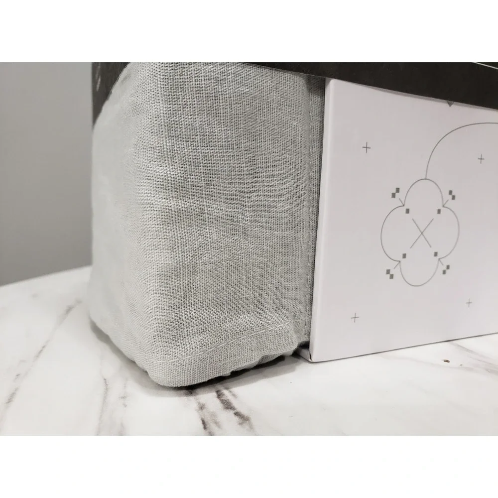 NEW IN COLOR FOG Malouf Linen-Weave Cotton Sheet Set QUEEN gray solid